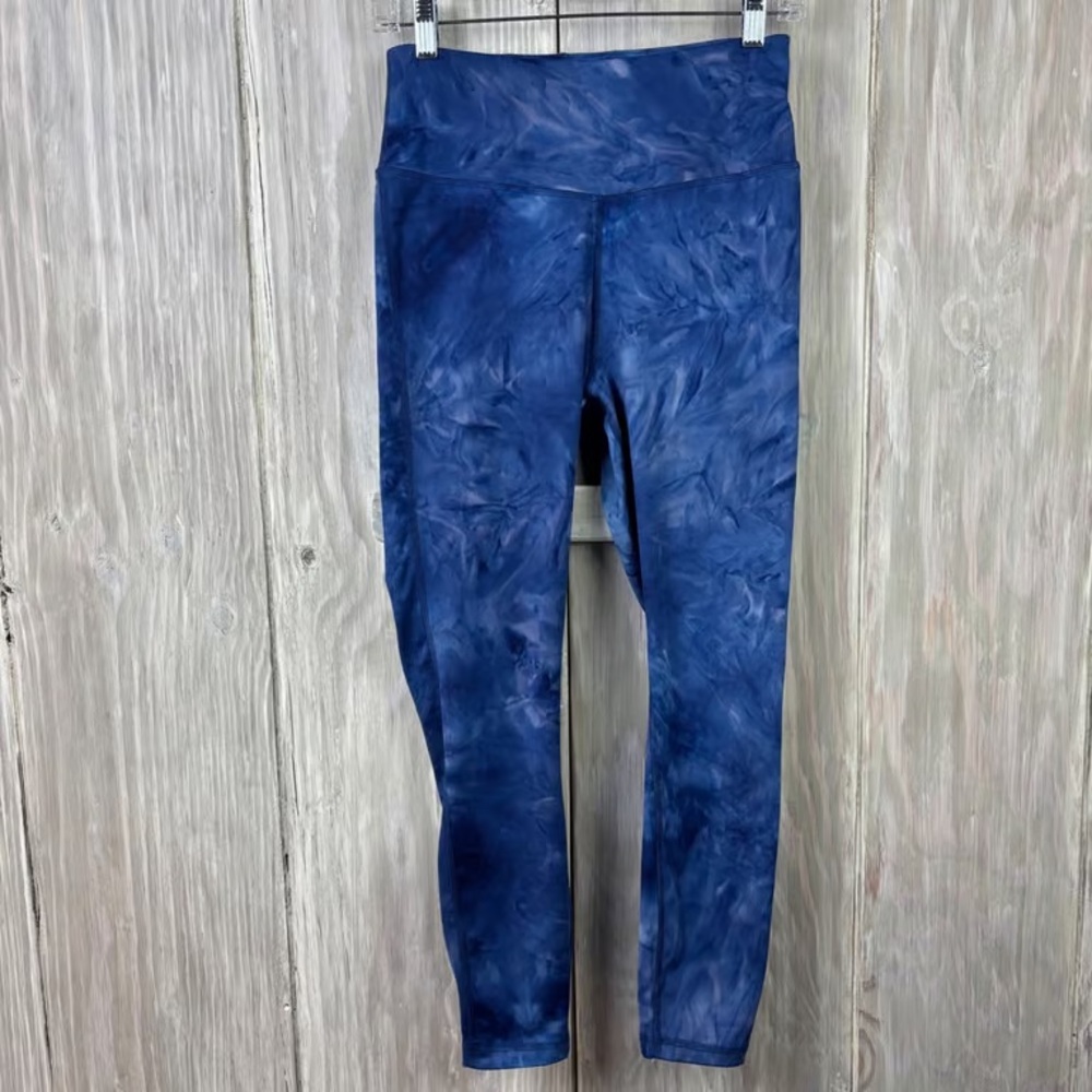 Juicy Couture Tie Dye Athletic Leggings Blue Purple V Waist Stretch M Yoga Pants